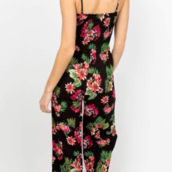 Black Floral Strappy Wide Leg Jumpsuit Sz S NWT - Picture 2 of 15